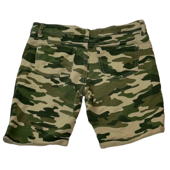 Imperial Star Shorts Girls Size 14 Green Khaki Camo Stretch Cut Off Flat Front - Picture 3 of 12